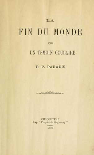Cover for La fin du monde par un témoin oculaire