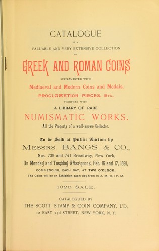 Cover for Catalogue of a valuable and very extensive collection of Greek and Roman coins ...