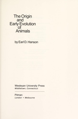 Cover for The origin and early evolution of animals