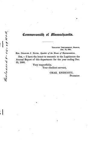 Cover for Report of the Treasurer and Receiver-General of the Commonwealth of ...
