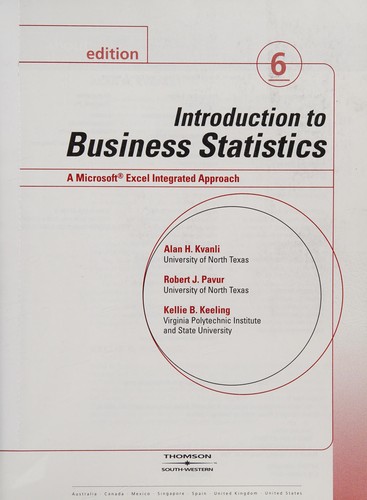 Cover for Introduction to business statistics