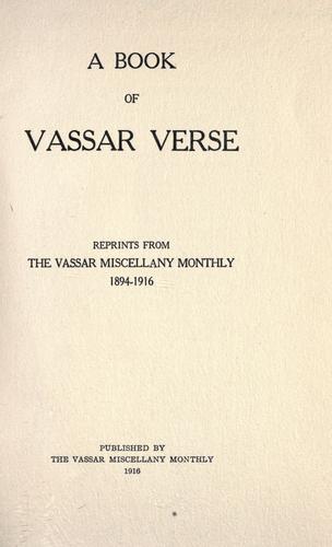Cover for A book of Vassar verse