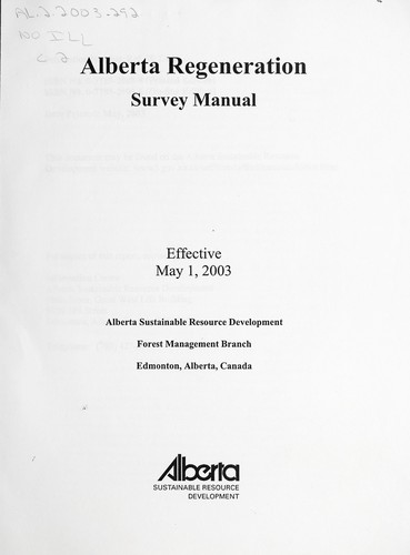 Cover for Alberta Regeneration Survey Manual