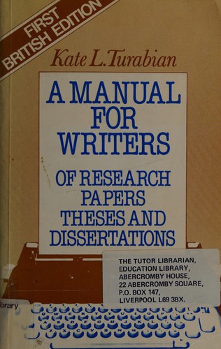 Cover for A Manual for Writers of Research Papers Theses and Dissertations