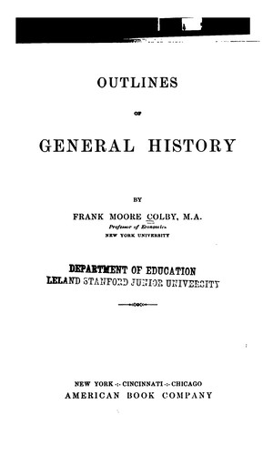 Cover for Outlines of general history