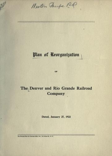 Cover for Plan of reorganization of the Denver and Rio Grande Railroad Company, dated January 27, 1922.