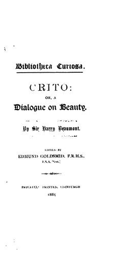 Cover for Crito, Or, A Dialogue on Beauty
