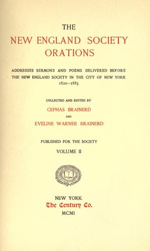 Cover for The New England Society orations