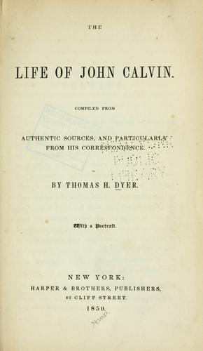 Cover for The life of John Calvin
