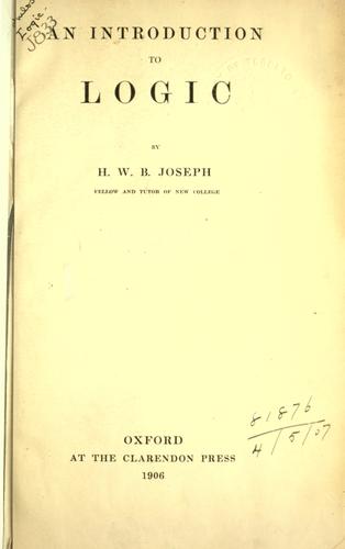 Cover for introduction to logic