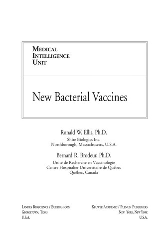 Cover for New bacterial vaccines