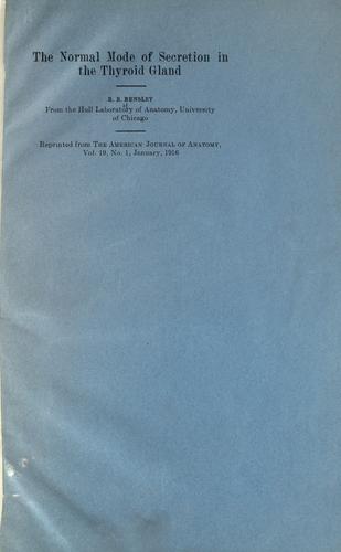 Cover for The normal mode of secretion in the thyroid gland