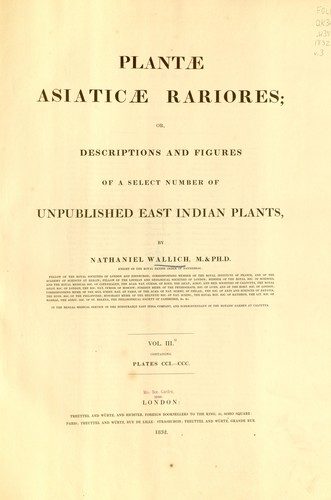 Cover for Plantae Asiaticae rariores, or, Descriptions and figures of a select number of unpublished East Indian plants