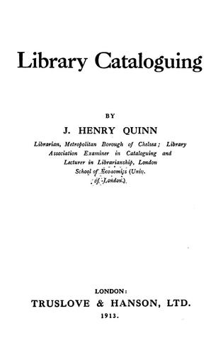 Cover for Library cataloguing