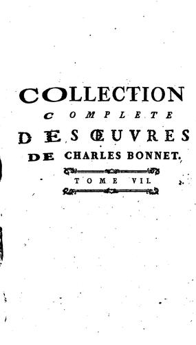Cover for Œuvres d'histoire naturelle et de philosophie de Charles Bonnet ...