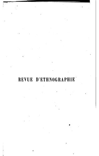 Cover for Revue d'ethnographie
