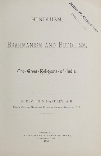 Cover for Hinduism, Brahmanism and Buddhism