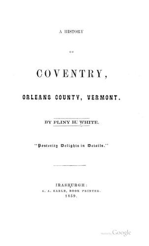 Cover for A History of Coventry, Orleans County, Vermont 