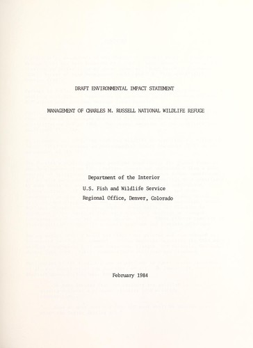 Cover for Draft environmental impact statement, management of Charles M. Russell National Wildlife Refuge