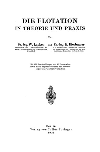 Cover for Die Flotation in Theorie und Praxis