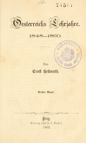 Cover for Oesterreichs Lehrjahre 1848-1860.