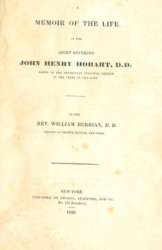 Cover for A memoir of the life of the Right Reverend John Henry Hobart