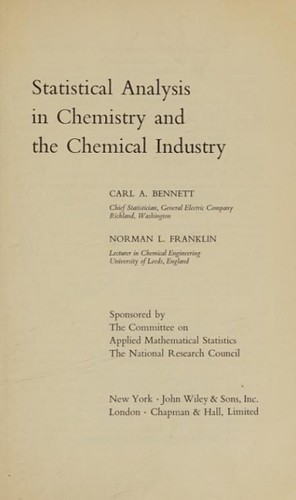 Cover for Statistical Analysis in Chemistry and the Chemical Industry