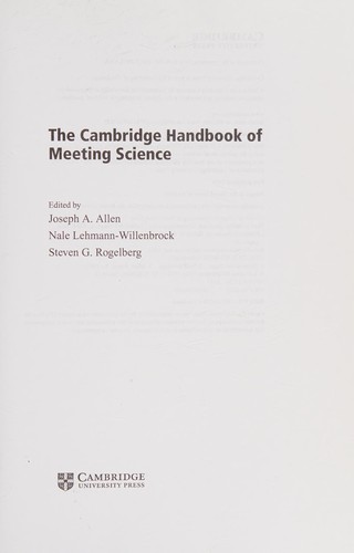 Cover for Cambridge Handbook of Meeting Science