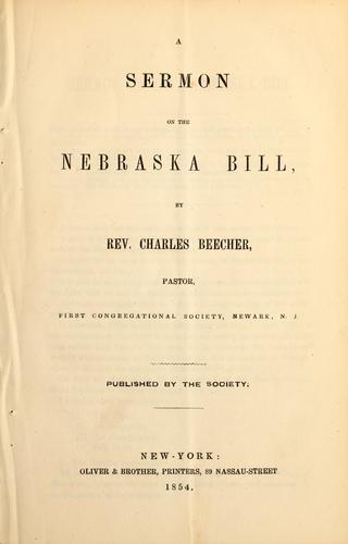 Cover for A sermon on the Nebraska Bill