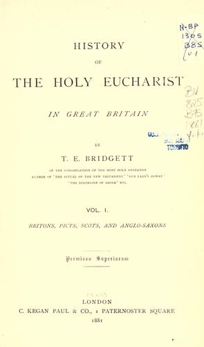Cover for History of the Holy Eucharist in Great Britain