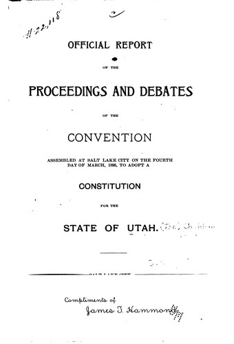 Cover for Official Report of the Proceedings and Debates of the Convention Assembled ...