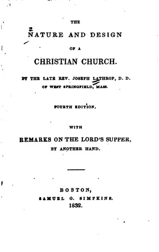 Cover for The Nature and Design of a Christian Church