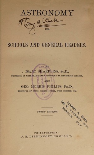 Cover for Astronomy for schools and general readers