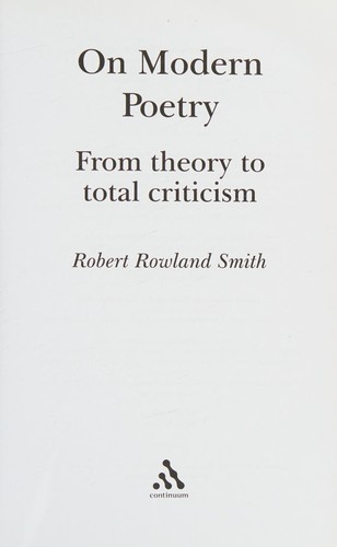 Cover for On modern poetry