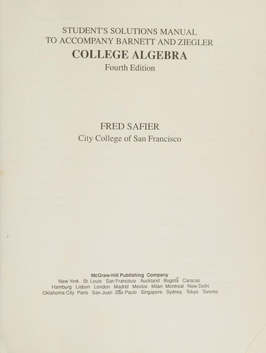Cover for Students Solutions Manual (College Algebra)