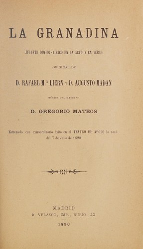 Cover for La granadina