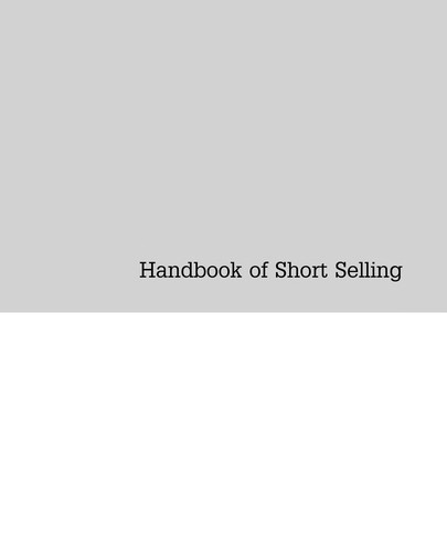 Cover for Handbook of short selling
