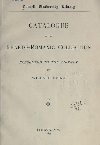 Cover for Catalogue of the Rhaeto-Romanic Collection