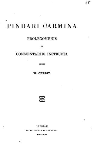 Cover for Pindari Carmina, prolegomenis et commentariis instructa
