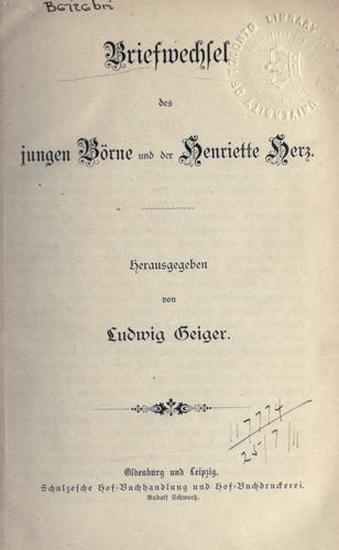 Cover for Briefwechsel des jungen Börne und der Henriette  Herz