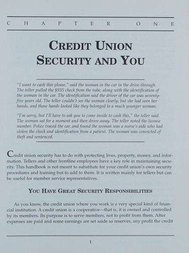 Cover for Security and fraud prevention handbook for tellers
