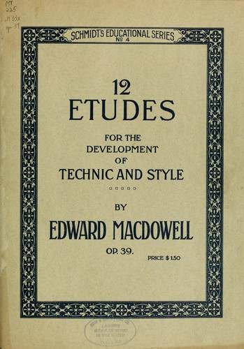 Cover for 12 etudes for the development of technic and style
