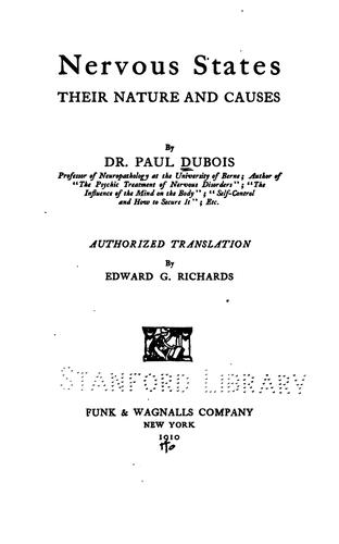 Cover for Nervous States, Their Nature and Causes
