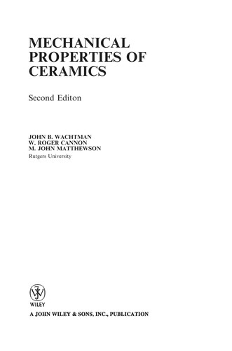 Cover for Mechanical Properties of Ceramics