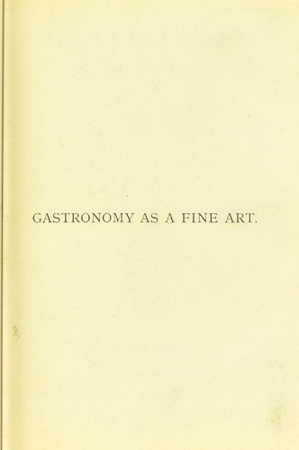 Cover for Gastronomy as a fine art