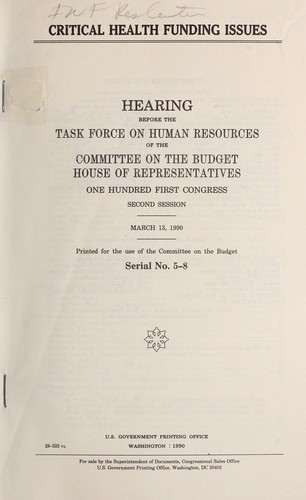 Cover for Critical health funding issues
