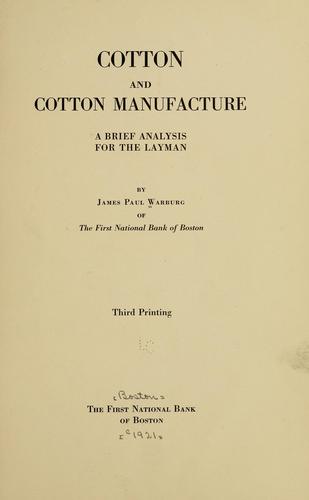 Cover for Cotton and cotton manufacture