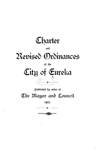 Cover for Charter and Revised Ordinances of the City of Eureka