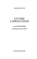 Cover for Lettere a Sergio Solmi