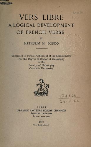 Cover for Vers libre